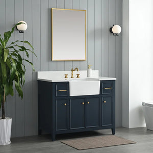 Hamman 42'' Free Standing Single Bathroom Sink Vanity with Engineered Stone Top