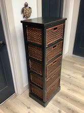 Load image into Gallery viewer, Black Wicker Storage Tower/Chest
