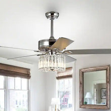 Load image into Gallery viewer, SAFAVIEH Lighting 52-Inch Dresher Crystal Ceiling Light Fan Chrome
