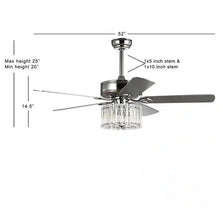 Load image into Gallery viewer, SAFAVIEH Lighting 52-Inch Dresher Crystal Ceiling Light Fan Chrome
