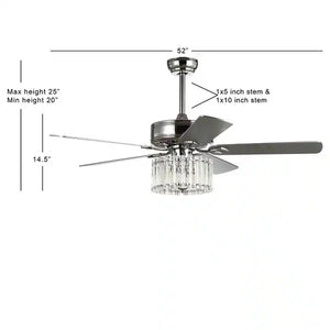 SAFAVIEH Lighting 52-Inch Dresher Crystal Ceiling Light Fan Chrome