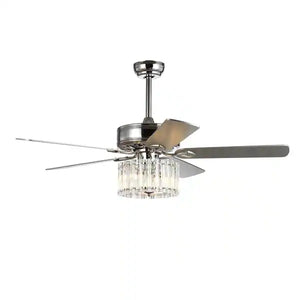 SAFAVIEH Lighting 52-Inch Dresher Crystal Ceiling Light Fan Chrome