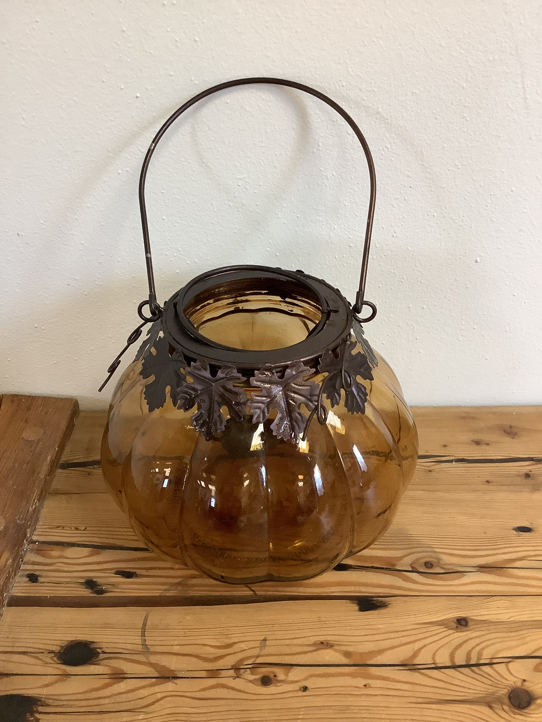 Amber Glass Pumpkin Lantern