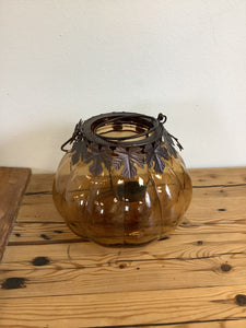 Amber Glass Pumpkin Lantern