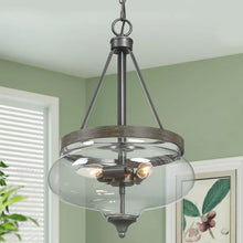Load image into Gallery viewer, Kewaunee 3 - Light Drum Urn Kitchen Island Pendant Light with Glass Shade
