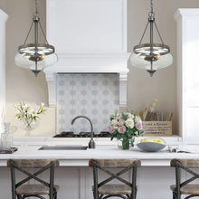 Load image into Gallery viewer, Kewaunee 3 - Light Drum Urn Kitchen Island Pendant Light with Glass Shade
