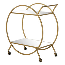 Load image into Gallery viewer, Gold Metal Rolling Round Bar Cart
