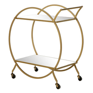 Gold Metal Rolling Round Bar Cart