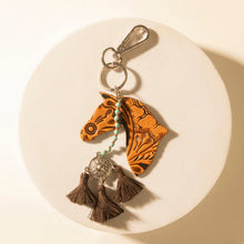 Load image into Gallery viewer, Summer Cove Horse Handtooled Leather Key Fob
