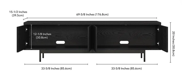 Black TV Stand for TV up to 75