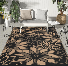 Load image into Gallery viewer, 6x9 Black/Brown Floral Outdoor Area Rug
