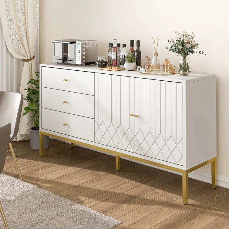 Tamworth 59'' White and Gold Sideboard (Partial-Missing Parts)