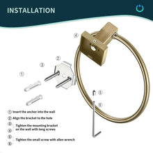 Load image into Gallery viewer, Brushed Gold Wall Mounted Towel Ring
