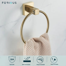 Load image into Gallery viewer, Brushed Gold Wall Mounted Towel Ring
