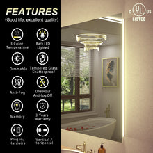 Load image into Gallery viewer, Back LED Anti-Fog Tempered Glass Bathroom/Vanity Mirror
