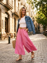 Load image into Gallery viewer, Cropped linen culottes with braided belt
