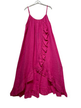 Load image into Gallery viewer, Long Asymmetric Linen Dress W/Ruffles
