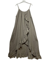 Load image into Gallery viewer, Long Asymmetric Linen Dress W/Ruffles
