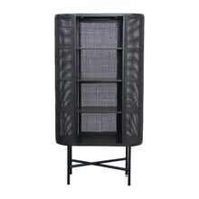Load image into Gallery viewer, Oval Woven Cane &amp; Beech Wood Cabinet w/ 3 Shelves, Black
