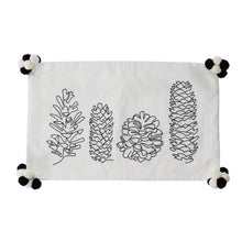 Load image into Gallery viewer, White &amp; Black Winter Pinecone Throw Pillow

