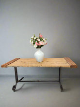 Load image into Gallery viewer, Handmade Industrial Solid Wood and Metal Desk
