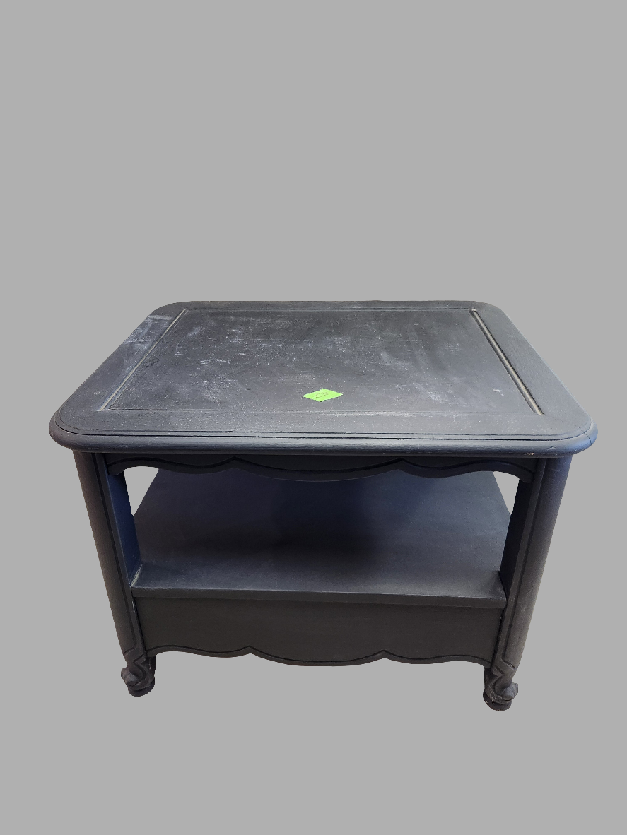 Painted Black Wooden End Table