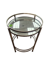 Load image into Gallery viewer, Round Metal Side Table with Glass Top
