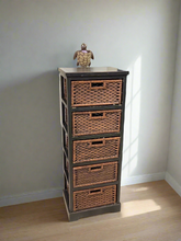 Load image into Gallery viewer, Black Wicker Storage Tower/Chest
