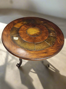 Round Wood & Stone Coffee Table