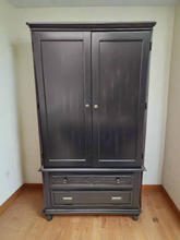 Load image into Gallery viewer, Black Wooden 2 Cabinet, 2 Drawer Wardrobe
