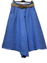 Load image into Gallery viewer, Cropped linen culottes with braided belt
