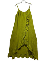 Load image into Gallery viewer, Long Asymmetric Linen Dress W/Ruffles
