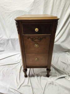 3 Drawer Wooden Nightstands, Set of 2