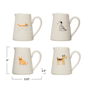 Hand-Painted Cat/Dog Stoneware Creamer