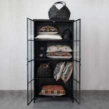 Load image into Gallery viewer, Black Metal Cabinet w/ 2 Glass Doors &amp; 3 Shelves
