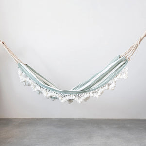 Green and White Striped Hammock