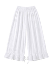 Load image into Gallery viewer, Wide Leg Cotton Pants W/Eyelet Embroidery
