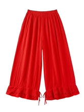 Load image into Gallery viewer, Wide Leg Cotton Pants W/Eyelet Embroidery
