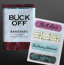 Load image into Gallery viewer, Buck Off Horse Themed Fabric Bandages Tin Box
