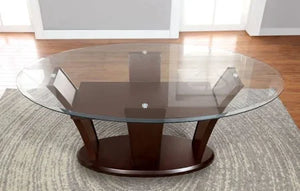 Manhattan Wooden Oval Glass Top Dining Table