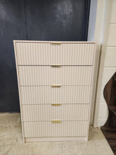 Load image into Gallery viewer, Fluted Pink &amp; Gold 5 Drawers Dresser
