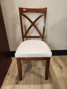Wood Dining Chair w/ White Seat Cushion