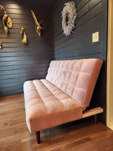 Load image into Gallery viewer, CLEARANCE Pink Velvet Futon Couch
