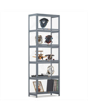 Load image into Gallery viewer, 23" Filp Up Acrylic Door Showcase - 67.5''Height - 5 Tiers - Grey
