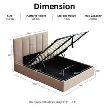 Load image into Gallery viewer, Beige Plywood Frame Queen Size Linen Upholstered Platform Bed with Lifting Storage
