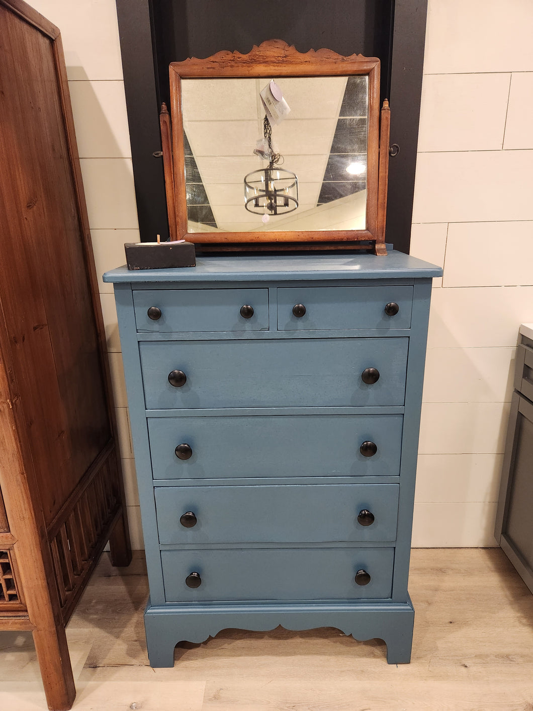 Blue Painted Wood Dresser
