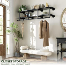 Load image into Gallery viewer, Industrial Pipe Clothes Rack with Top Shelf
