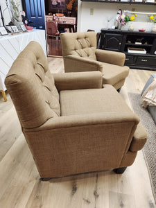 Brown Tufted Arm Chairs