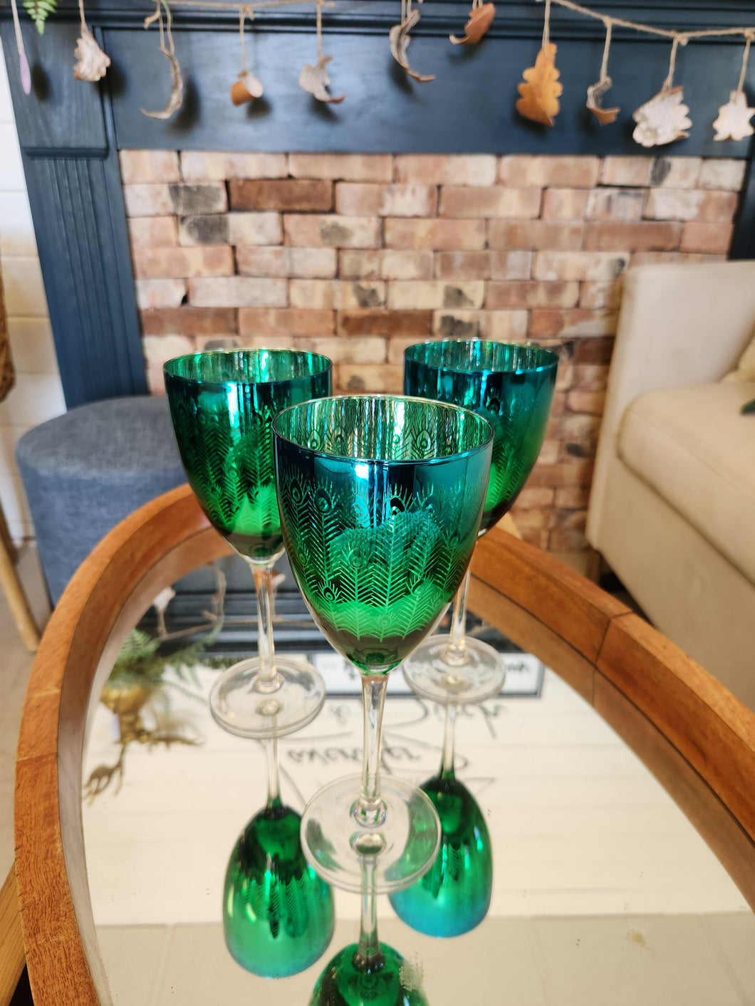 Peacock Feather Wine Glasses