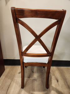 Wood Dining Chair w/ White Seat Cushion